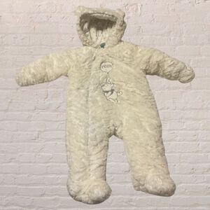 Disney Baby Winnie the Pooh White Faux fur Hooded Snowsuit 6–12M